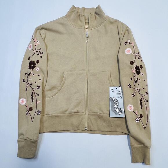 Scully Jacket Womens Medium Khaki Westerns Collection Embroidered Floral Zip Up - Picture 4 of 11
